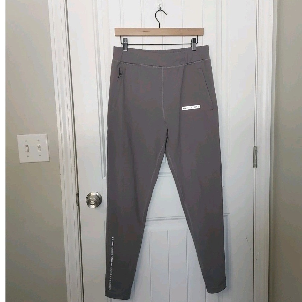 Alphalete Mens ProElite Joggers L Tapered Fit Gray Zip Pockets Drawstring Sport